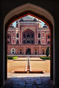 Entrance of historic building against sky