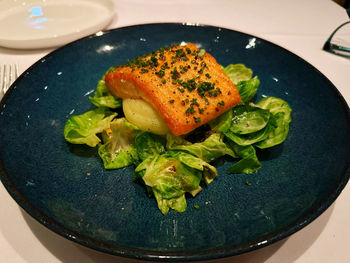 High angle view of food in plate