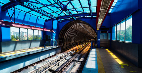 Train at railroad station platform