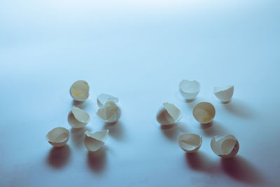High angle view of glasses on table