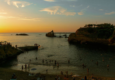 Scenic view of sea against sky during sunset