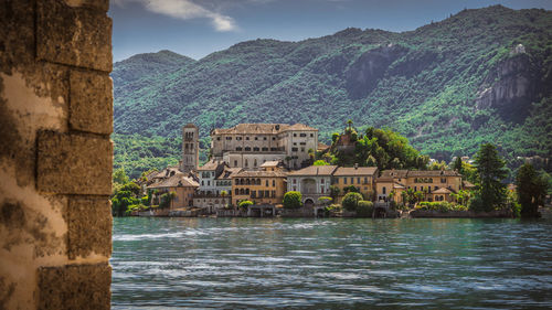 Buildings in lake orta san giulio