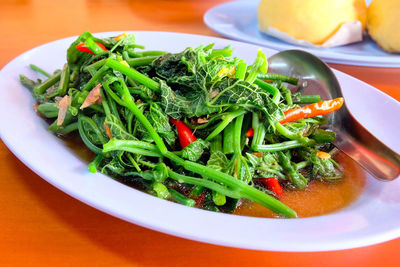 Close-up of salad served in plate