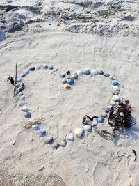 High angle view of rocks on beach