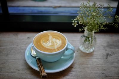 Coffee cup on table