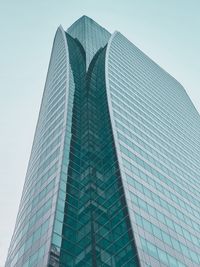 Low angle view of modern building against clear sky