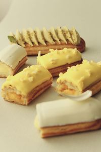 Close-up of cake in plate on table