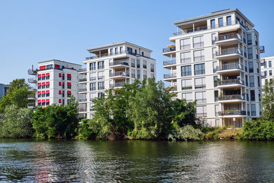 New apartment houses at the river spree in berlin, germany