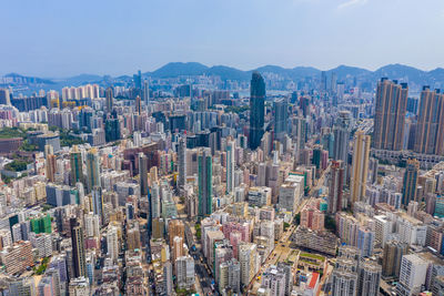 Aerial view of modern buildings in city