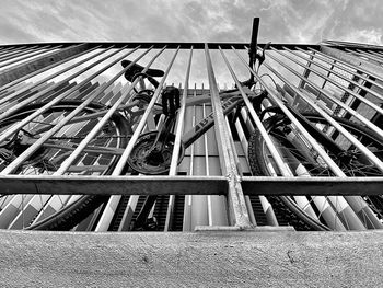 Low angle view of construction site against sky