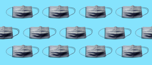 Full frame shot of objects against blue background