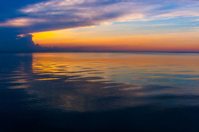 Scenic view of sea at sunset