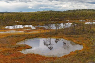 Scenic view of lake against sky