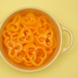 High angle view of pasta in bowl