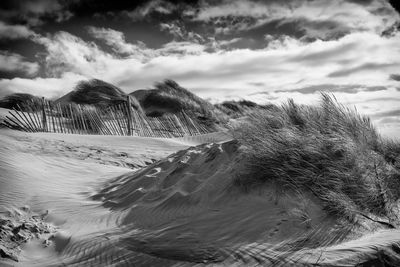 Scenic view of land against sky