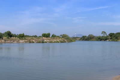 Scenic view of lake against sky