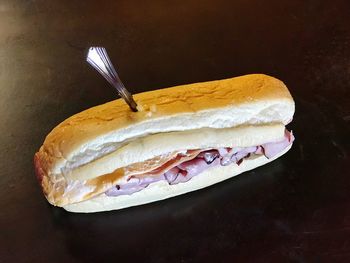 Close-up of bread in plate on table