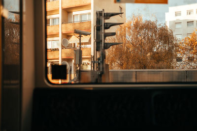 View of train through window