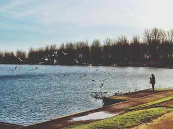 Scenic view of lake against sky