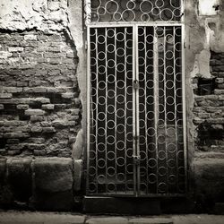 Closed door of old building