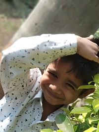 Portrait of cute girl smiling