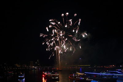 Firework display at night