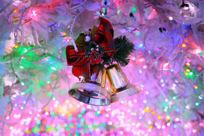 Close-up of christmas decoration hanging on tree