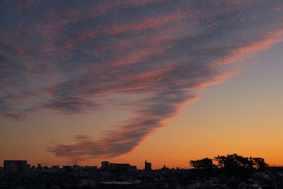 Silhouette buildings against sky during sunset