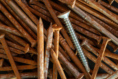 Screws on top of rusty nails.