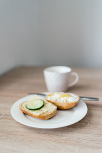 Close-up of breakfast on table