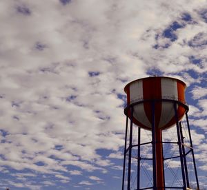 Low angle view of water tower against sky