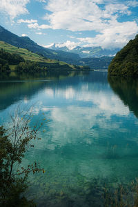 Scenic view of lake against sky