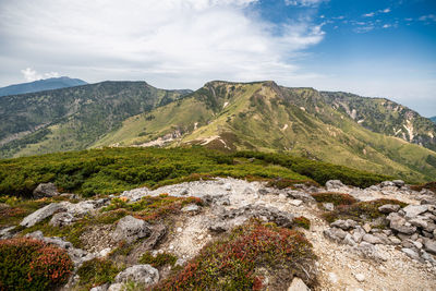 Scenic view of mountains against sky