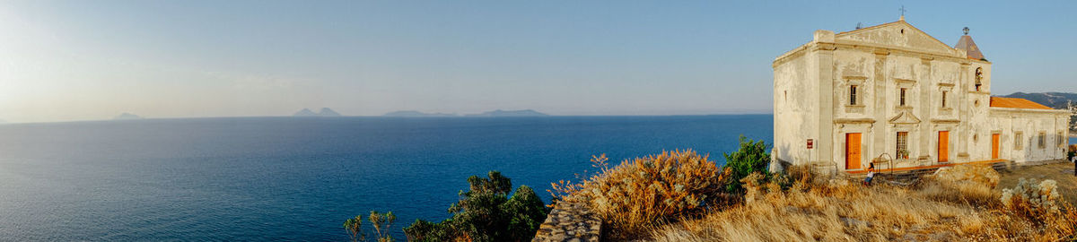 Scenic view of sea against clear sky