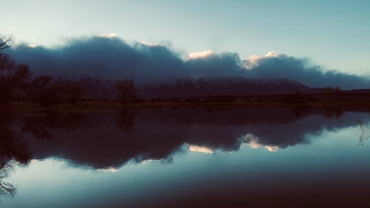 SCENIC VIEW OF LAKE AND TREES AGAINST SKY