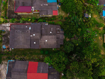 High angle view of flag against building