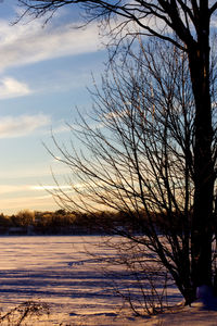 Scenic view of frozen lake against sky during winter