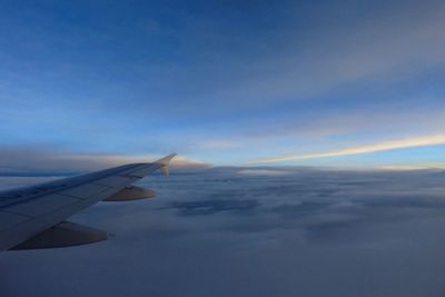 Cropped image of airplane flying over landscape