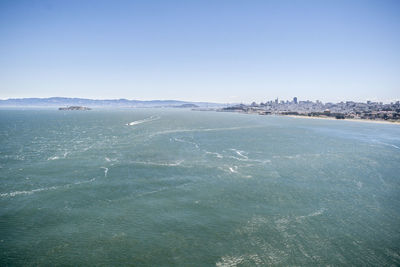 Scenic view of sea against clear sky