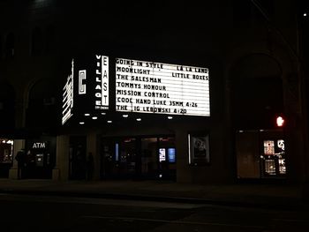 Information sign at night