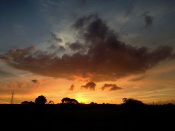 Silhouette of landscape at sunset