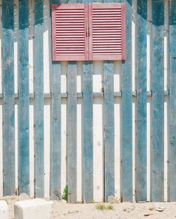 Closed wooden door of building