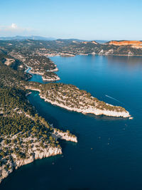 High angle view of sea against sky