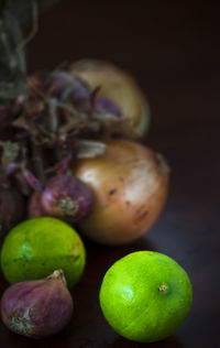 Close-up of apples on table