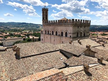 High angle view of old building in city