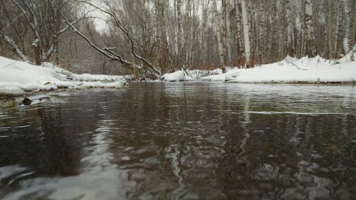 Scenic view of lake in winter