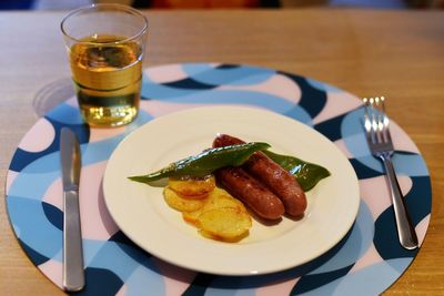 Close-up of breakfast served on table