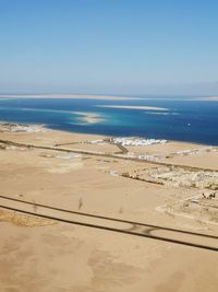 Scenic view of beach against clear sky