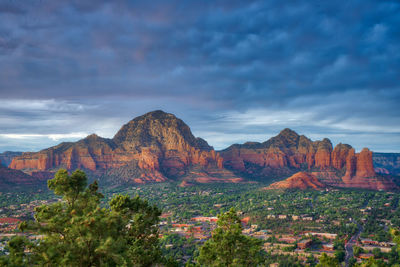 Scenic view of mountain against cloudy sky