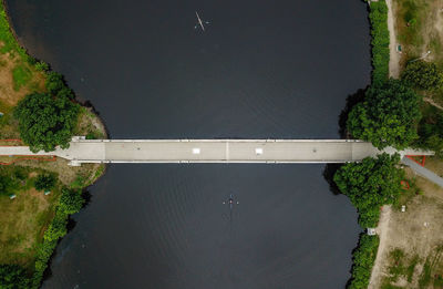 High angle view of plants by river